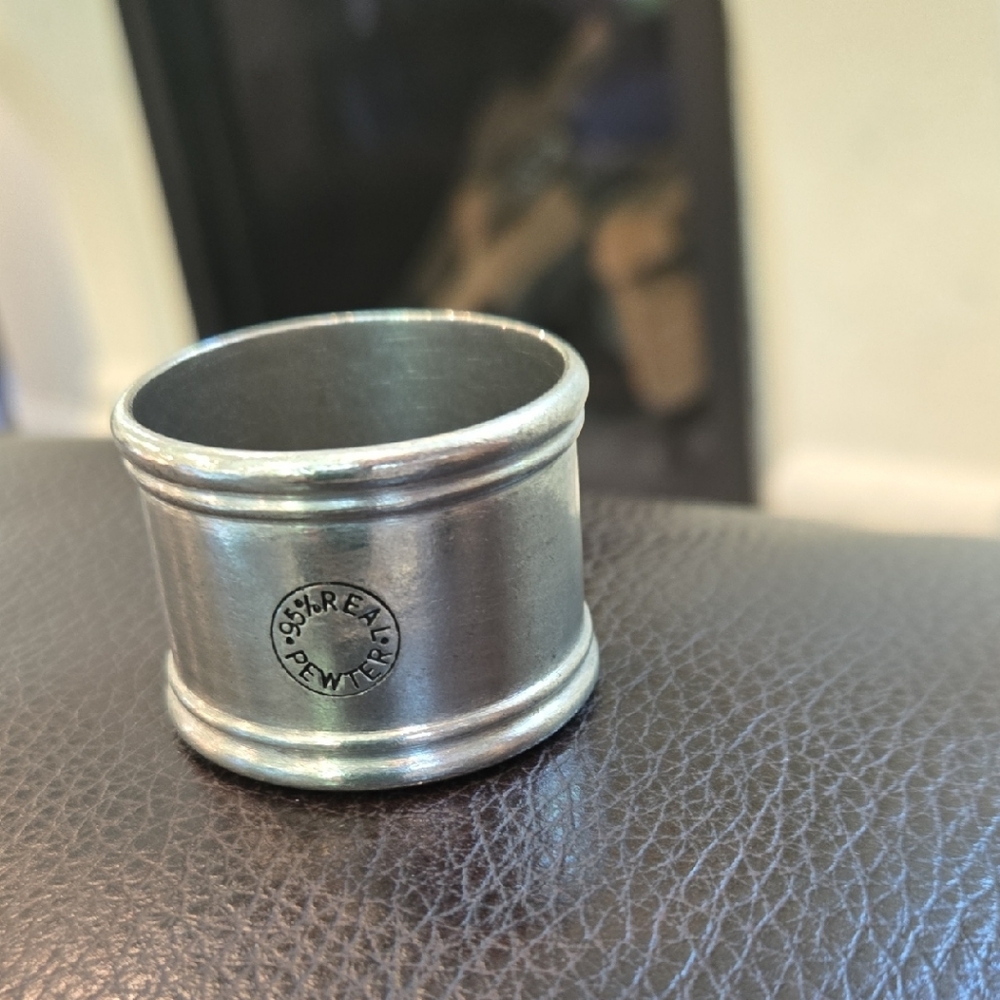 Four Pottery Barn Pewter Napkin Rings Brand New in Box